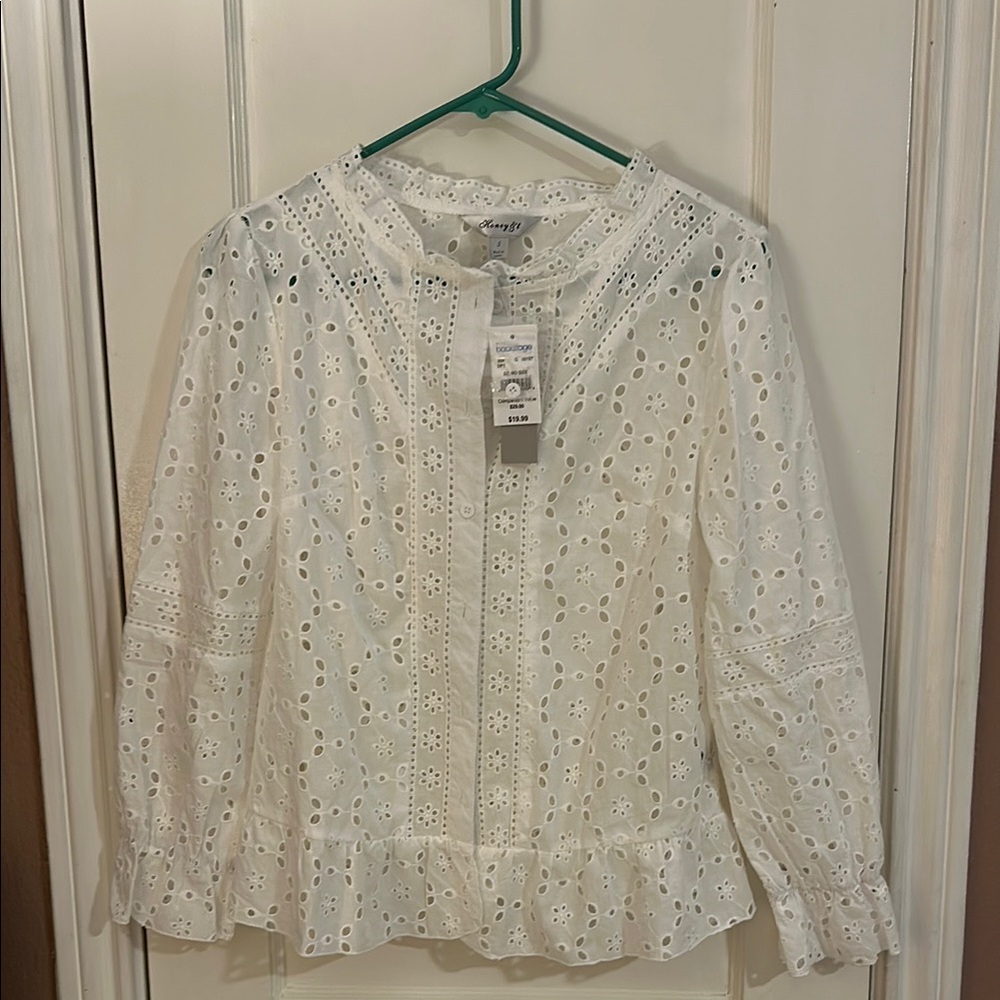 Honey & t White Peplum Blouse